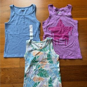 Girl’s Blue, Purple, and Green Tank Tops